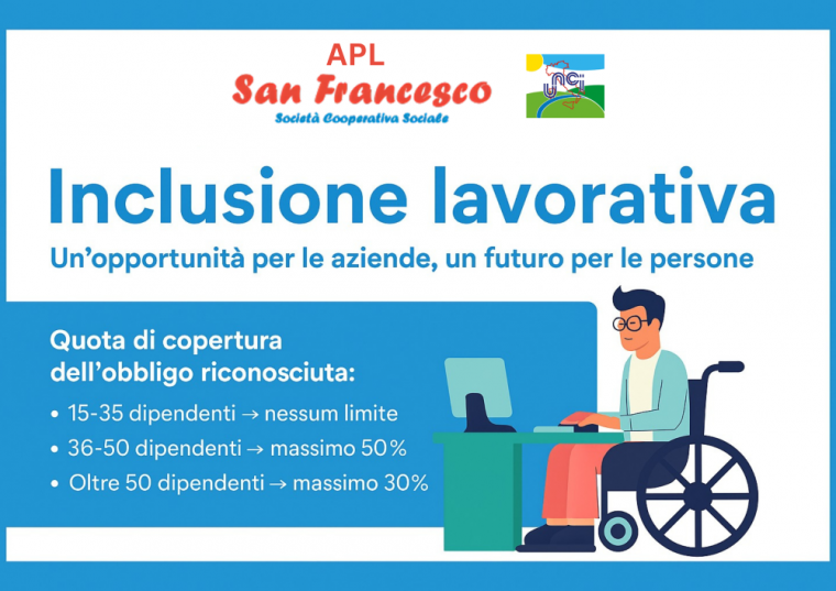 Inclusione Lavorativa: l'APL Cooperativa San Francesco offre alle aziende profit il servizio di inserimento lavorativo delle persone disabili